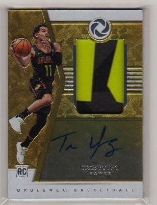 2018 - 19 Panini Opulence Rookie Patch Autograph Auto Rpa Trae Young 27/79