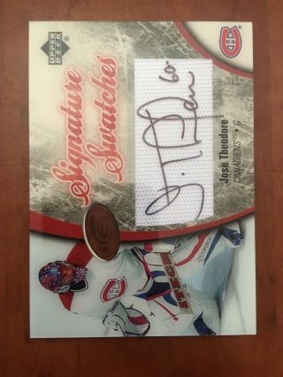 05 - 06 Ud Ice Jose Theodore Canadiens Signature Swatches Auto