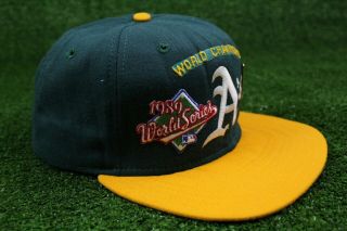 Vintage Era 1989 Oakland Athletics A ' s World Series Champions Snapback w Pin 2