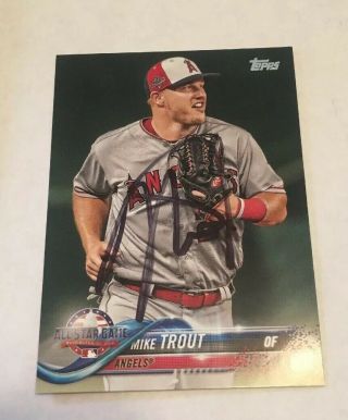 Mike Trout Signed 2018 Topps Update Baseball Card Angels Mvp All Star Auto