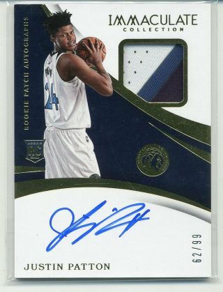 Justin Patton 2017 - 18 Immaculate Rookie Patch Autograph Rc Auto 62/99 Rpa