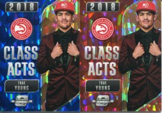 (2) 2018 - 19 Contenders Optic Class Acts 23 Trae Young Cracked Ice Red,  Blue