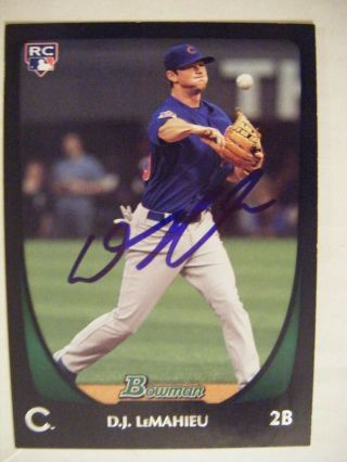 D.  J.  Lemahieu Signed Cubs Yankees 2011 Bowman Baseball Card Auto Lsu Dj Rockies