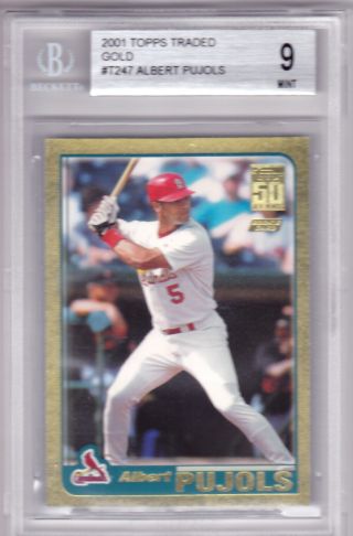2001 Topps Traded Gold Albert Pujols Rookie Card Bgs 9 518/2001