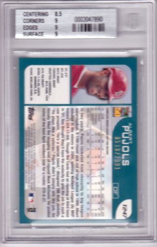 2001 Topps Traded Gold Albert Pujols Rookie Card BGS 9 518/2001 2