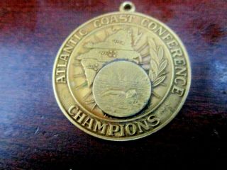 Atlantic Coast Conference Champions Gold Color 1 1/4 Inch Swimming Medal Pendant