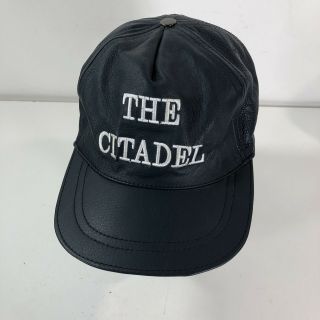 Vintage The Citadel Bulldogs Navy Blue Leather Hat Cap Strapback South Carolina