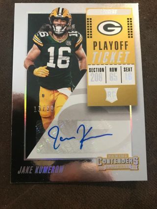 2018 Contenders Jake Kumerow Playoff Ticket Rc Auto 13/99 Packers