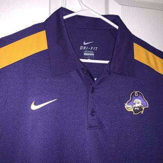 Nike - Dri - Fit Ecu East Carolina Pirates Football Polo Shirt Authentic Purple Sz L