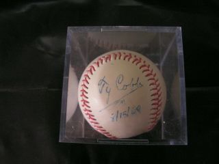 Ty Cobb signed Autographed Baseball Detroit Tigers Phil.  Athletics Hall of Fame 5