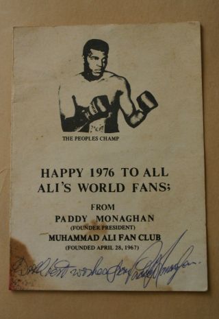 " The Peoples Champ " Muhammad Ali Fan Club Poem By Paddy Monaghan (0117)