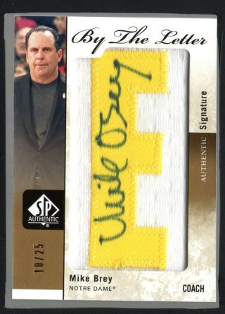 2011 - 12 Sp Authentic By The Letter Blmb Mike Brey 10/25 Hte 022