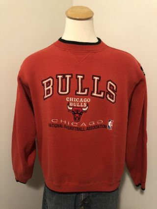 Vintage 90s Chicago Bulls Logo Athletic Crewneck Sweatshirt Mens L Red Black
