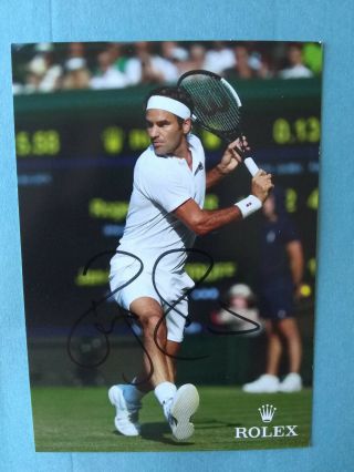 Roger Federer - Tennis Champ Hand Signed Autographed 4x6 Color Photo On Court