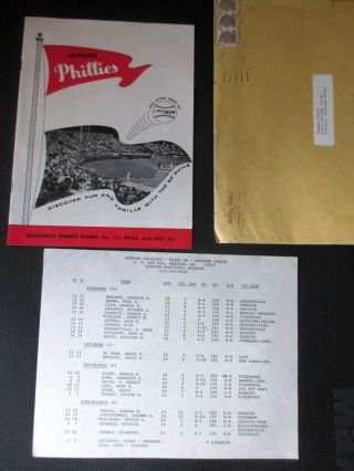 1968 Reading Phillies Eastern League Baseball Program Larry Bowa