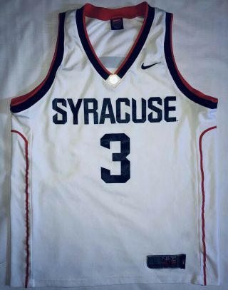 Syracuse Orangemen Team Nike Elite Sewn White Ncaa Basketball Jersey Mens Large
