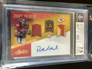 2017 Absolute Rookie Premiere Auto Patrick Mahomes Bgs 7.  5 (81/99)