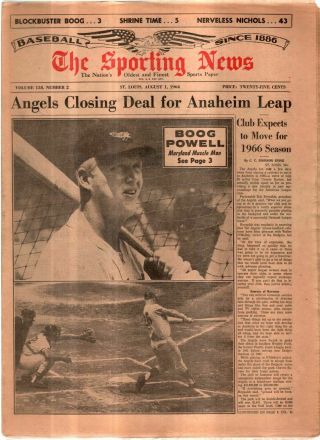 The Sporting News Newspaper Aug 1,  1964 Angels Clsing Deal For Anaheim Leap G