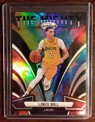 2018 - 19 Panini Certified Lonzo Ball " The Mighty " Mirror Black 1 Of 1 Lakers