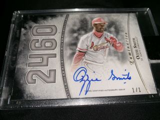 2018 Topps Definitive Ozzie Smith Auto 1/1 Hit Kings On Card Autograph Card