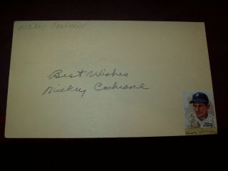 Mickey Cochrane (1903 - 1962) Signed Postcard (hof - 1947)