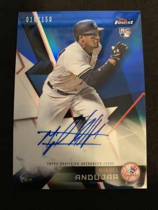 2018 Topps Finest Miguel Andujar Rookie Blue Refractor Auto 16/150 Rc Autograph