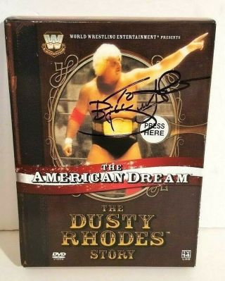 Nwa Wwf Wcw Dusty Rhodes (d.  2015) Autographed Dvd Cover " The Dusty Rhodes Story "