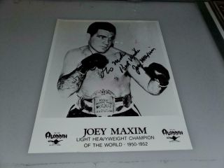 Joey Maxim Autographed 8 X 10 Photo Signed To Mike Joey Maxim