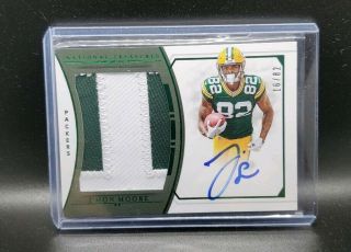 2018 National Treasures J’mon Moore Green Rookie Patch Auto 16/82 Rc Rpa