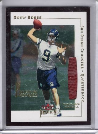 2001 Fleer Premium Drew Brees Football Piece Rookie Rc 4/2001 (only 250 Made)