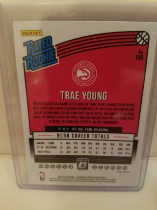 2018 - 19 Panini Optic Choice TRAE YOUNG Silver Prizm RC Hawks Rookie Card 2