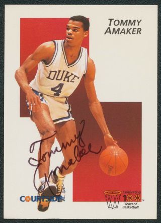 1992 Courtside Tommy Amaker Duke Nba Autograph Signed Basketball Card 1