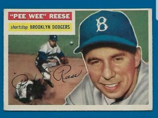1956 Topps Pee Reese Brooklyn Dodgers 260 Baseball Card Vg - Ex,
