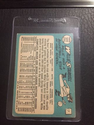 1965 Topps Willie Stargell Pittsburgh Pirates 377 Baseball Card 2