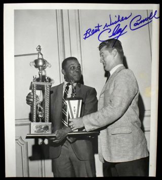 1960s Willie Mays Trophy Trade W/ Clay Carroll Signed Type 1 Photo Lelands Loa