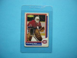 1986/87 O - Pee - Chee Nhl Hockey Card 53 Patrick Roy Rookie Gd 86/87 Opc