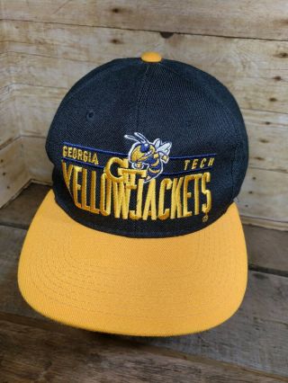 Vintage Georgia Tech Ga Yellow Jackets Trucker Hat Snapback Cap Large Bars Logo
