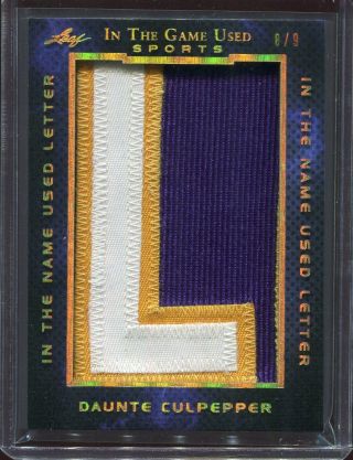 2019 Leaf Itg Game Daunte Culpepper Letter Game Worn Jersey Patch D 8/9
