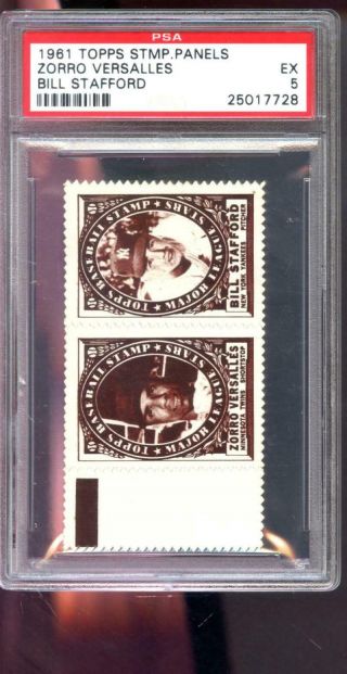 1961 Topps Stamp Panels Zorro Versalles Bill Stafford Psa 5 Graded Baseball Card