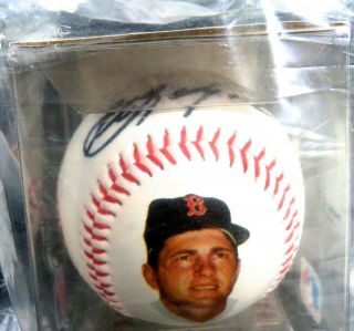 Autographed Carl Yastremski Fotoball Baseball Mlb Boston Red Sox W/coa