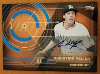 Christian Yelich 2014 Topps Trajectory Miami Marlins Autograph Card Mvp Brewers