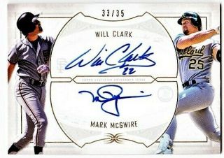 Mark Mcgwire Will Clark 2019 Topps Definitive Auto Autograph /35 A’s Giants