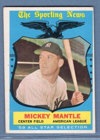1959 Topps 564 Mickey Mantle All Star (hof) Vg - Ex Set Break A