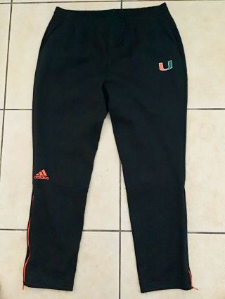 Adidas Um Miami Hurricanes Track Team Issued Black Game Pants Men’s Size: Xl