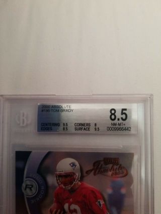 2000 PLAYOFF Tom Brady Absolute Rookie Card RC /3000 BGS 8.  5 GRADED INVESTMENT 2