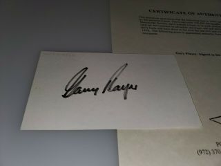 Gary Player Golfer Autographed 3 X 5 Index Card With Signed Card