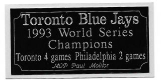Toronto Blue Jays 1993 World Series Champions Engraving,  Nameplate