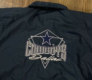 Vintage Dallas Cowboys 3d Embroidered Nfl Football Windbreaker Jacket Large