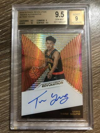 2018 - 2019 Panini Revolution Trae Young Rookie Autographs Bgs 9.  5