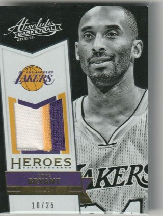 Kobe Bryant 15 - 16 Absolute Memorabilia Heroes Prime 3 Color Patch 10/25 Lakers